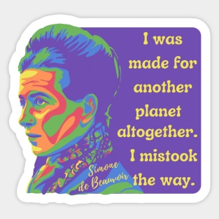 Simone de Beauvoir Portrait and Quote Sticker